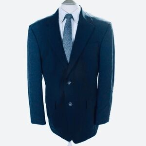 VERSINI Wool Darted Buttoned Collared Long Sleeve Blazer Navy EUR 38L